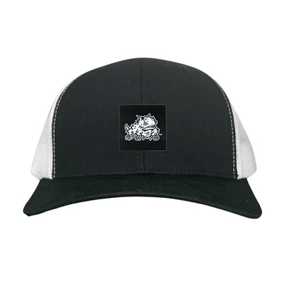 TCU Black Label Horned Frog Logo / 191 / Hat / TCU007 / MM - Black / White Curved Bill Mesh Snapback - Club Rehab