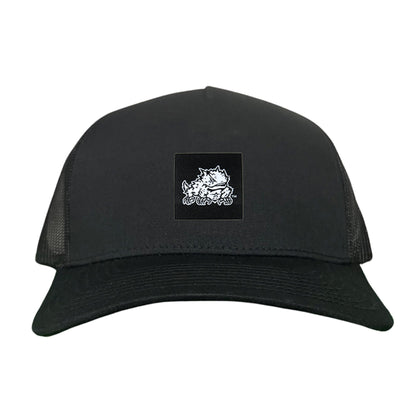 TCU Black Label Horned Frog Logo / 191 / Hat / TCU007 / MM - Black / White Curved Bill Mesh Snapback - Club Rehab