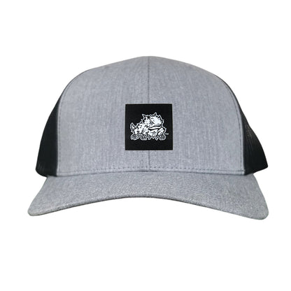 TCU Black Label Horned Frog Logo / 191 / Hat / TCU007 / MM - Heather Grey / Black Curved Bill Mesh Snapback - Club Rehab