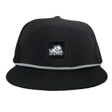 Flat Bill Black with Black / White Rope Canvas