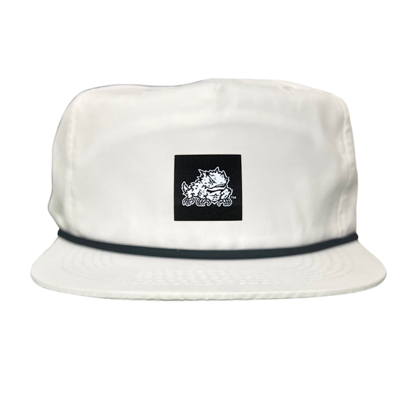 TCU Black Label Horned Frog Logo / 191 / Hat / TCU007 / MM - Flat Bill White with Black Rope Canvas - Club Rehab
