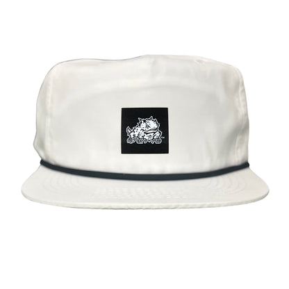 TCU Black Label Horned Frog Logo / 191 / Hat / TCU007 / MM - Flat Bill White with Black Rope Canvas - Club Rehab