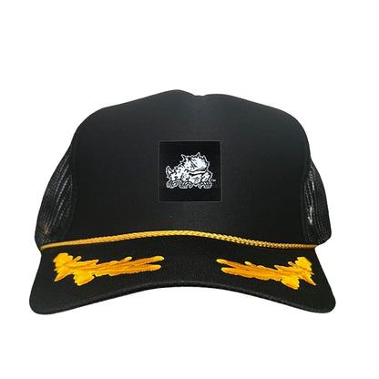 TCU Black Label Horned Frog Logo / 191 / Hat / TCU007 / MM - Black / Gold Foam Curved Snapback - Club Rehab