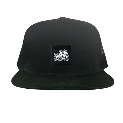 TCU Black Label Horned Frog Logo / 191 / Hat / TCU007 / MM - Black Flat Bill Mesh Snapback - Club Rehab