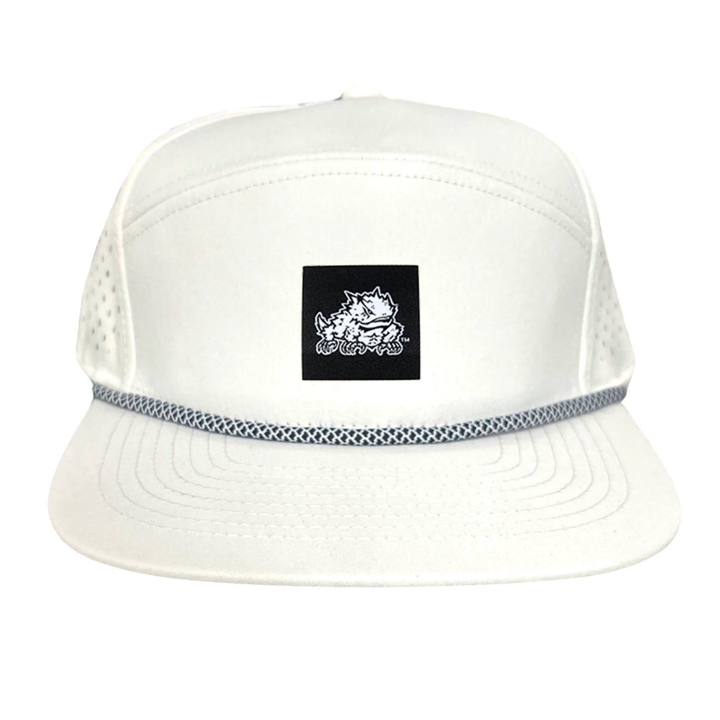 TCU Black Label Horned Frog Logo / 191 / Hat / TCU007 / MM - Flat Bill White with Black / White Rope Canvas - Club Rehab
