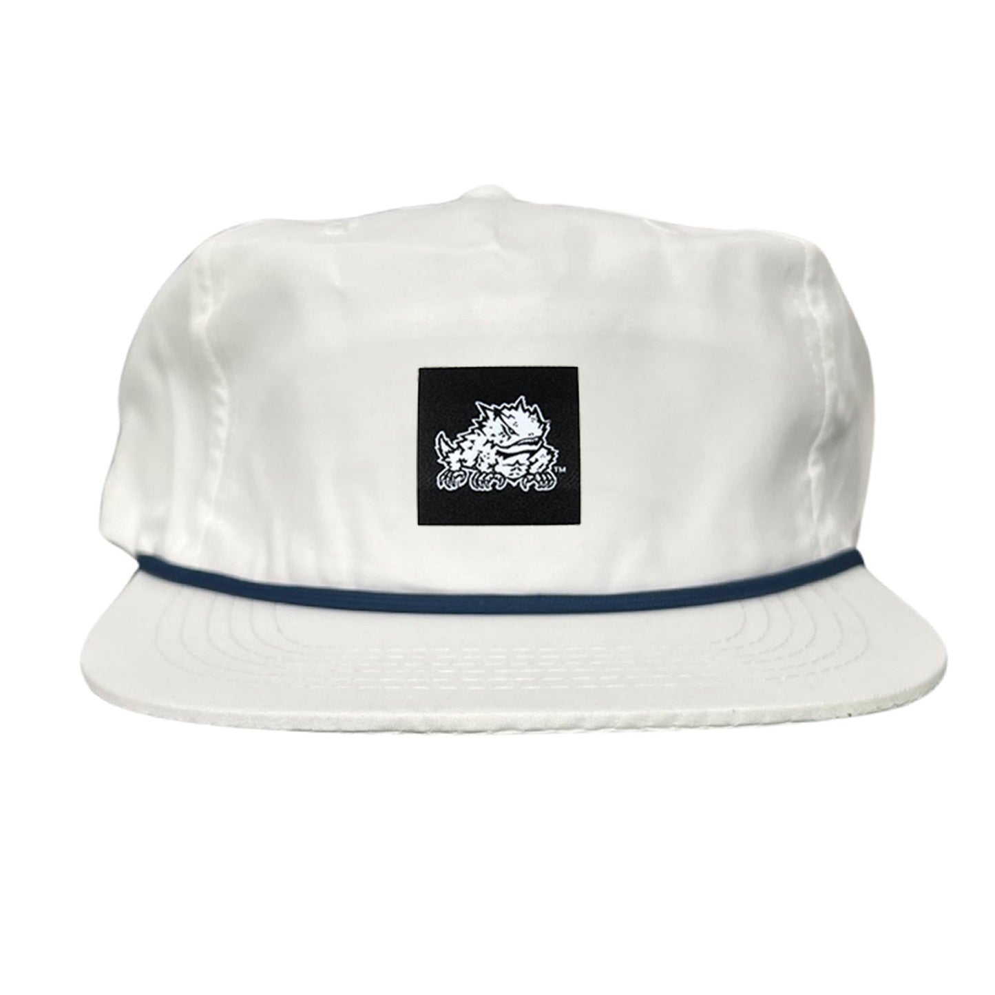 TCU Black Label Horned Frog Logo / 191 / Hat / TCU007 / MM - Flat Bill White with Navy Rope Canvas - Club Rehab