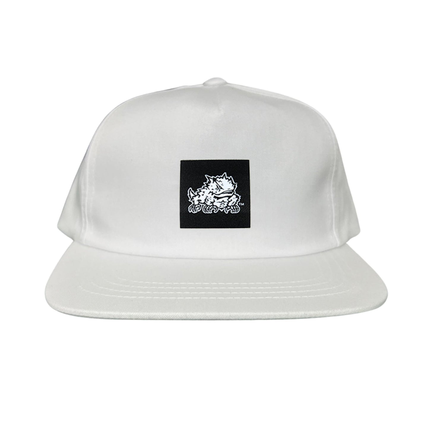 TCU Black Label Horned Frog Logo / 191 / Hat / TCU007 / MM - White Flat Bill Canvas Snapback - Club Rehab