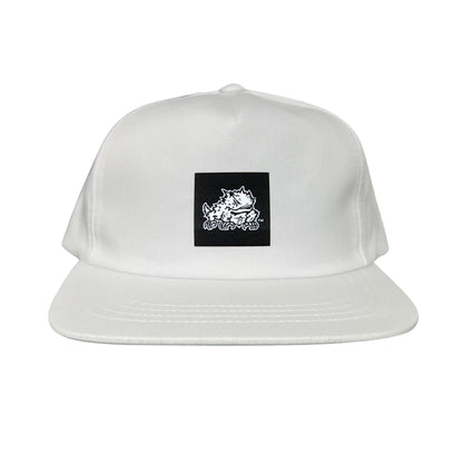 TCU Black Label Horned Frog Logo / 191 / Hat / TCU007 / MM - White Flat Bill Canvas Snapback - Club Rehab