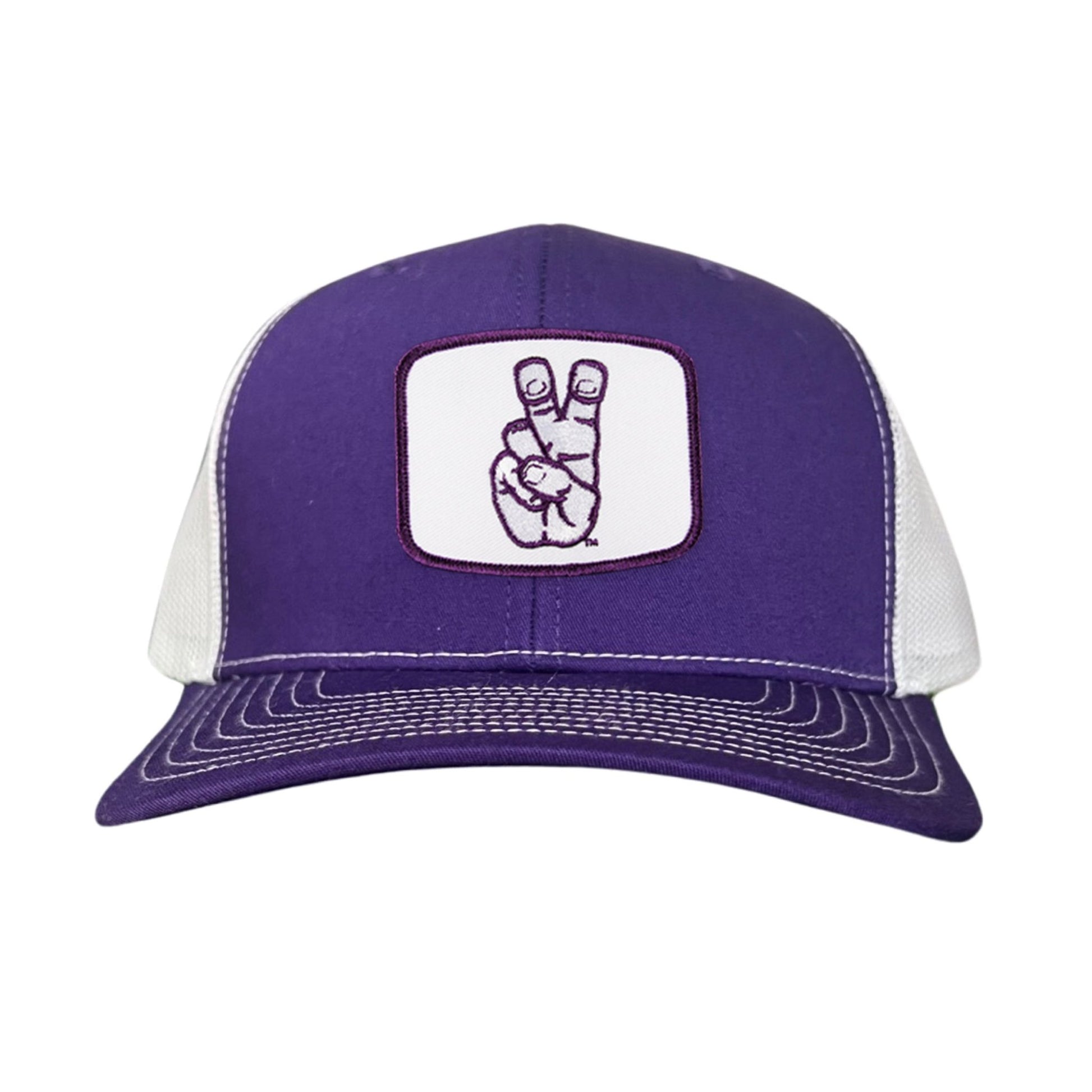 TCU Frog Hand Square Shape / Curved Bill Mesh Snapback / 126 / TCU001 - Purple / White Curved Mesh Snapback - Club Rehab
