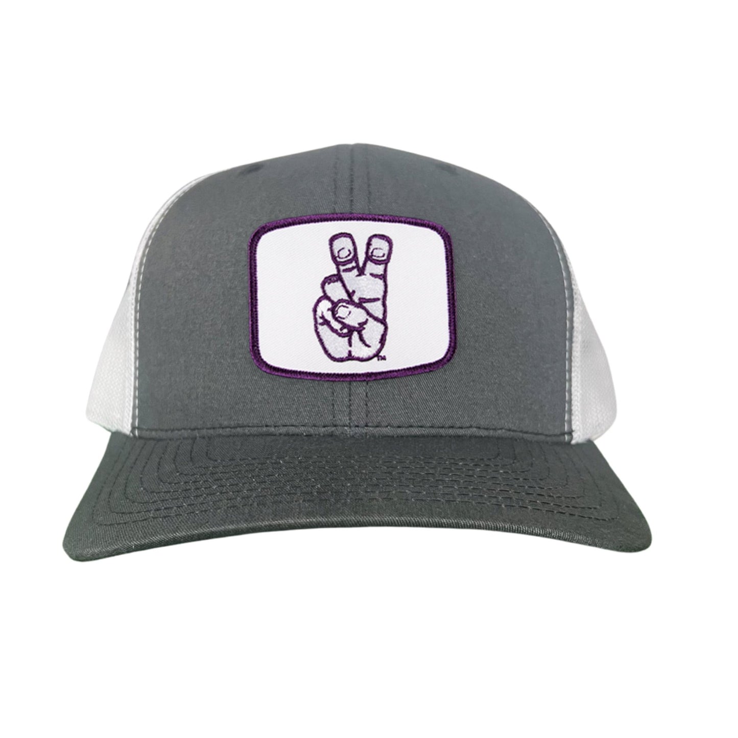 TCU Frog Hand Square Shape / Curved Bill Mesh Snapback / 126 / TCU001 - Charcoal / White Curved Mesh Snapback - Club Rehab