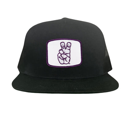 TCU Frog Hand Square Shape / Curved Bill Mesh Snapback / 126 / TCU001 - Black Flat Bill Mesh Snapback - Club Rehab