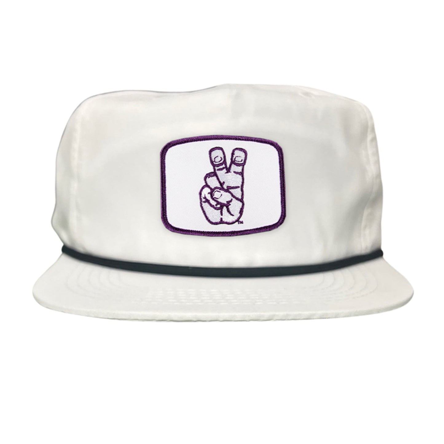 TCU Frog Hand Square Shape / Curved Bill Mesh Snapback / 126 / TCU001 - Flat Bill White with Black Rope Canvas - Club Rehab