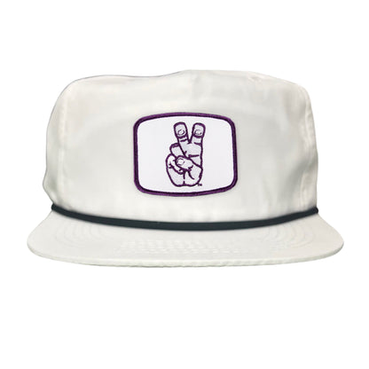 TCU Frog Hand Square Shape / Curved Bill Mesh Snapback / 126 / TCU001 - Flat Bill White with Black Rope Canvas - Club Rehab