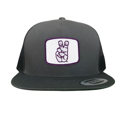 TCU Frog Hand Square Shape / Curved Bill Mesh Snapback / 126 / TCU001 - Charcoal Flat Bill Mesh Snapback - Club Rehab