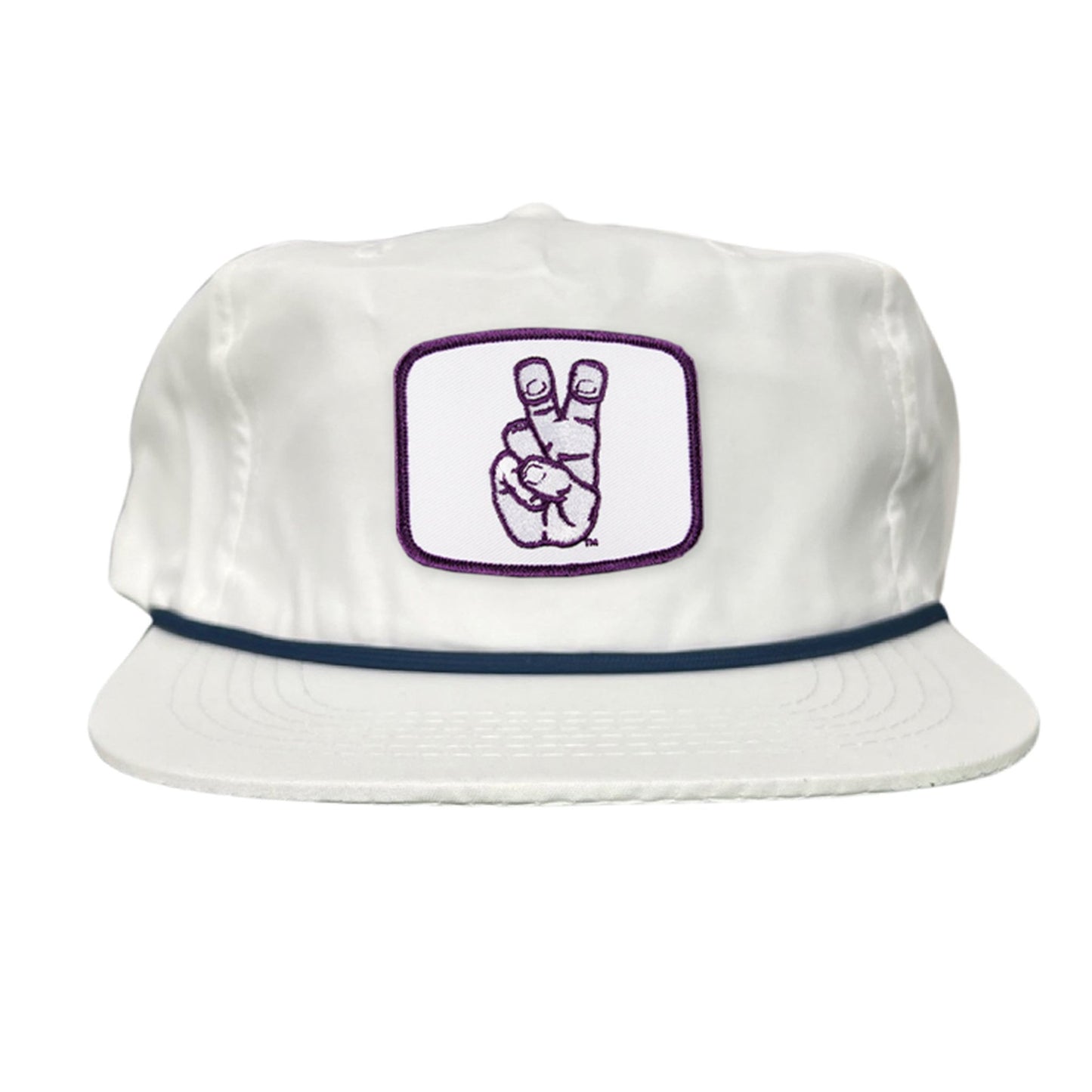 TCU Frog Hand Square Shape / Curved Bill Mesh Snapback / 126 / TCU001 - Flat Bill White with Navy Rope Canvas - Club Rehab