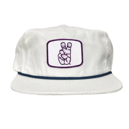 TCU Frog Hand Square Shape / Curved Bill Mesh Snapback / 126 / TCU001 - Flat Bill White with Navy Rope Canvas - Club Rehab