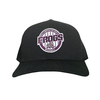 TCU / Frogs Pinstripe Circle / Hats / 216 / TCU017 / MG - Black Curved Bill Mesh Snapback - Club Rehab
