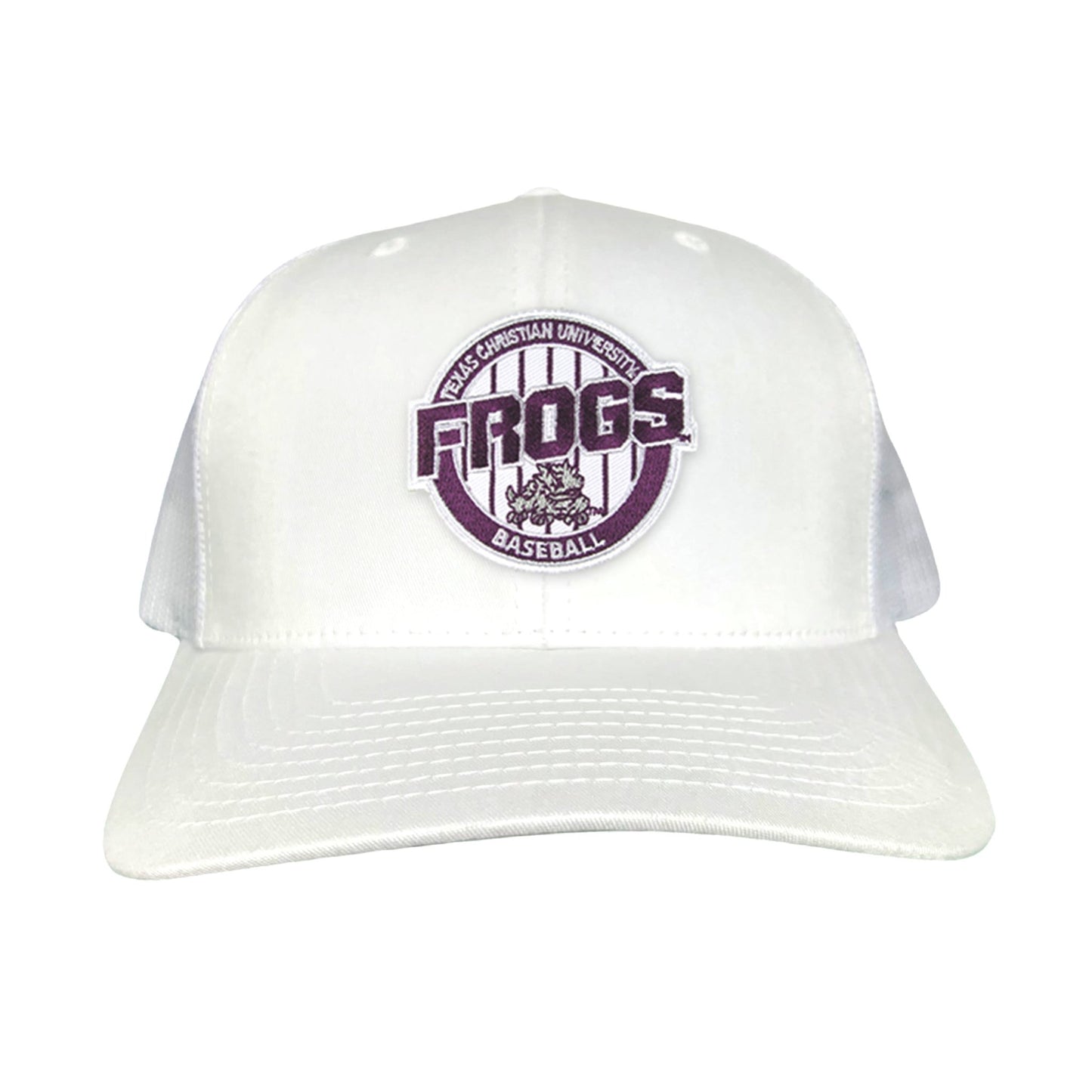 TCU / Frogs Pinstripe Circle / Hats / 216 / TCU017 / MG - White Curved Bill Mesh Snapback - Club Rehab