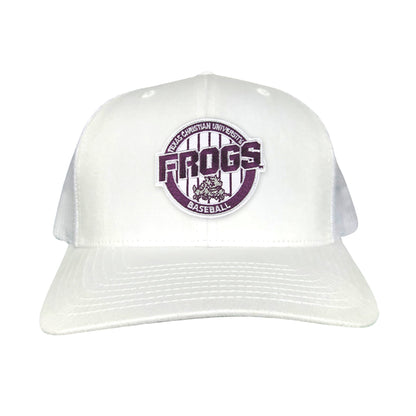 TCU / Frogs Pinstripe Circle / Hats / 216 / TCU017 / MG - White Curved Bill Mesh Snapback - Club Rehab