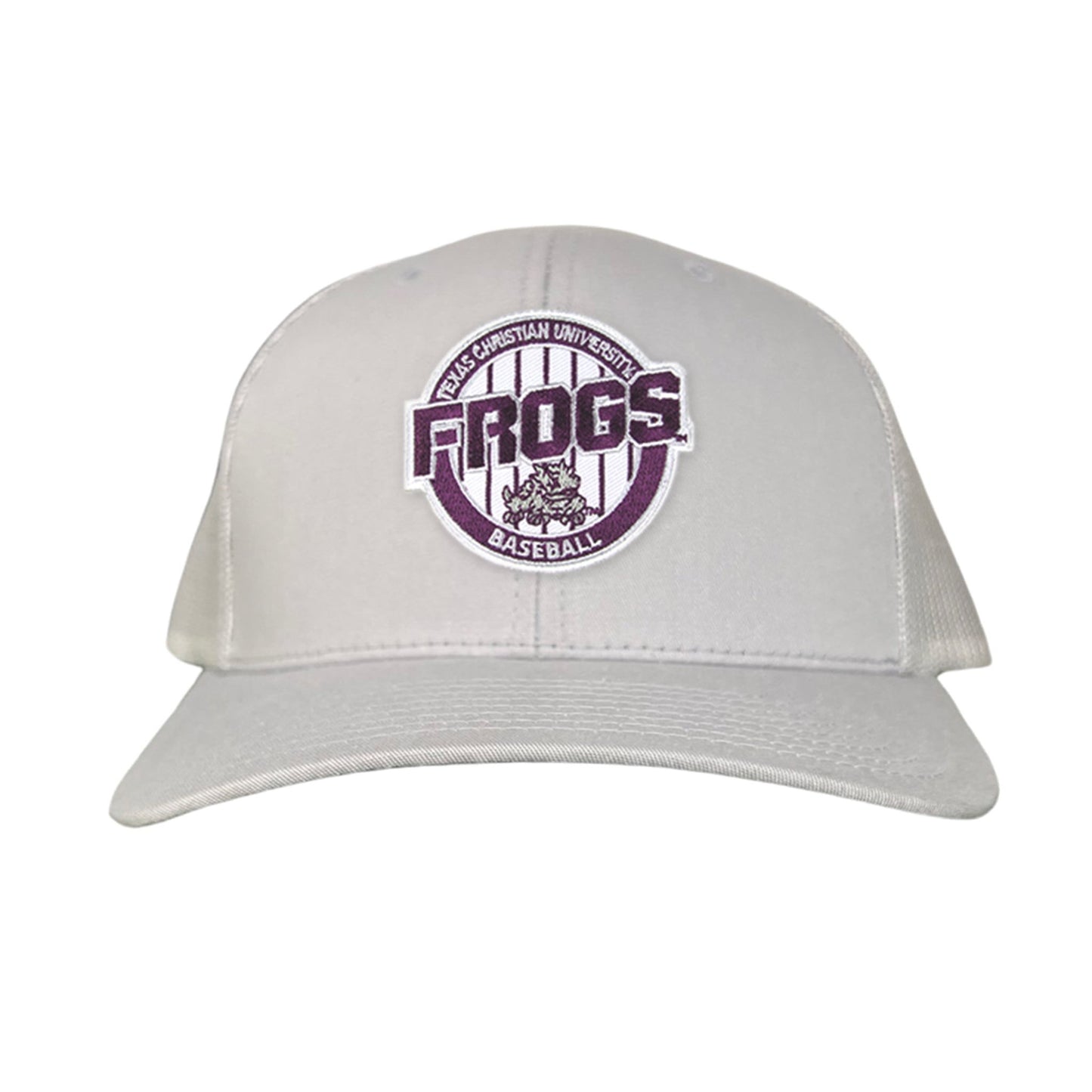 TCU / Frogs Pinstripe Circle / Hats / 216 / TCU017 / MG - Silver Curved Bill Mesh Snapback - Club Rehab