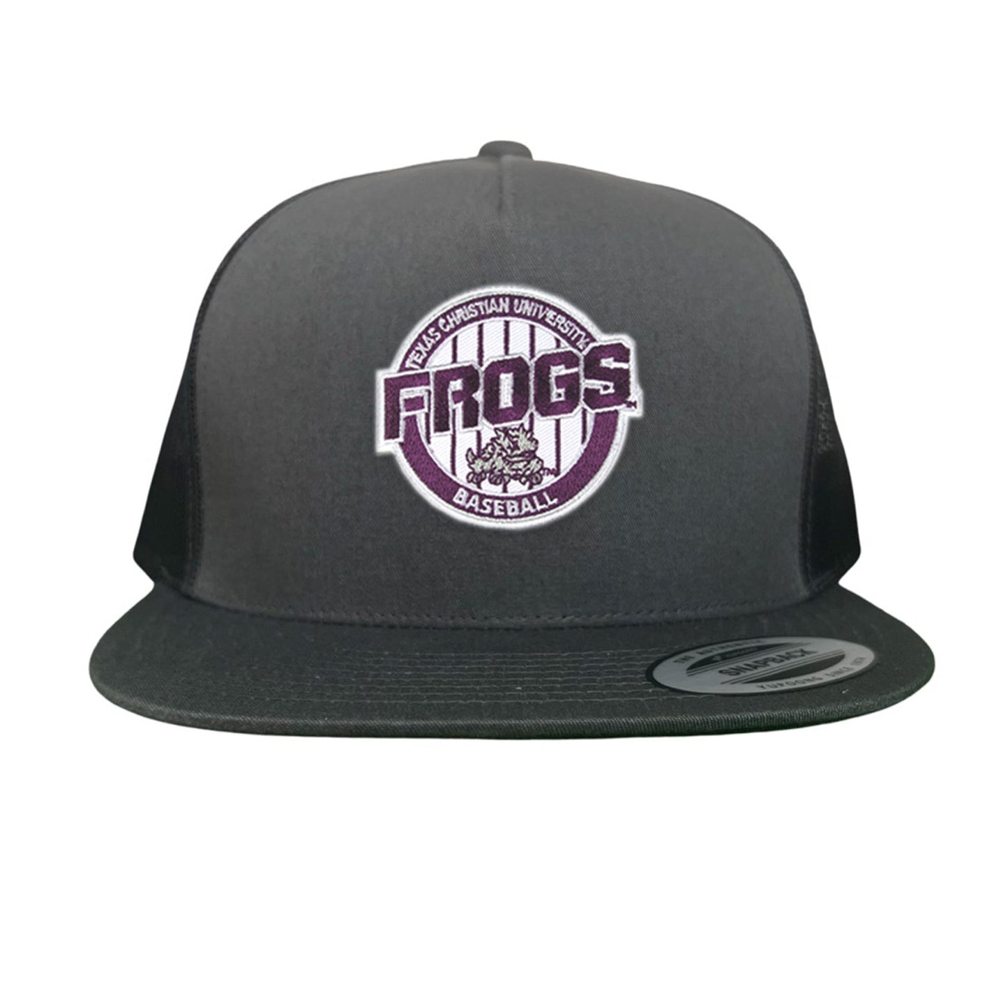 TCU / Frogs Pinstripe Circle / Hats / 216 / TCU017 / MG - Flatbill Charcoal Mesh Snapback - Club Rehab