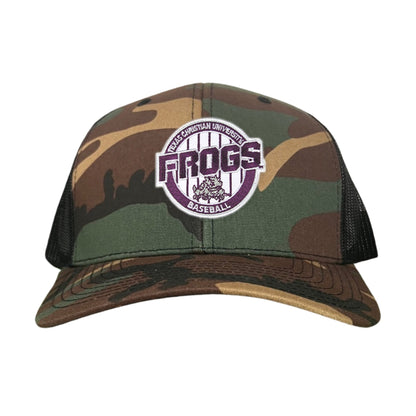 TCU / Frogs Pinstripe Circle / Hats / 216 / TCU017 / MG - Camo Curved Bill Mesh Snapback - Club Rehab