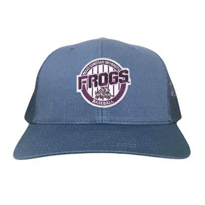 TCU / Frogs Pinstripe Circle / Hats / 216 / TCU017 / MG - Navy Curved Bill Mesh Snapback - Club Rehab
