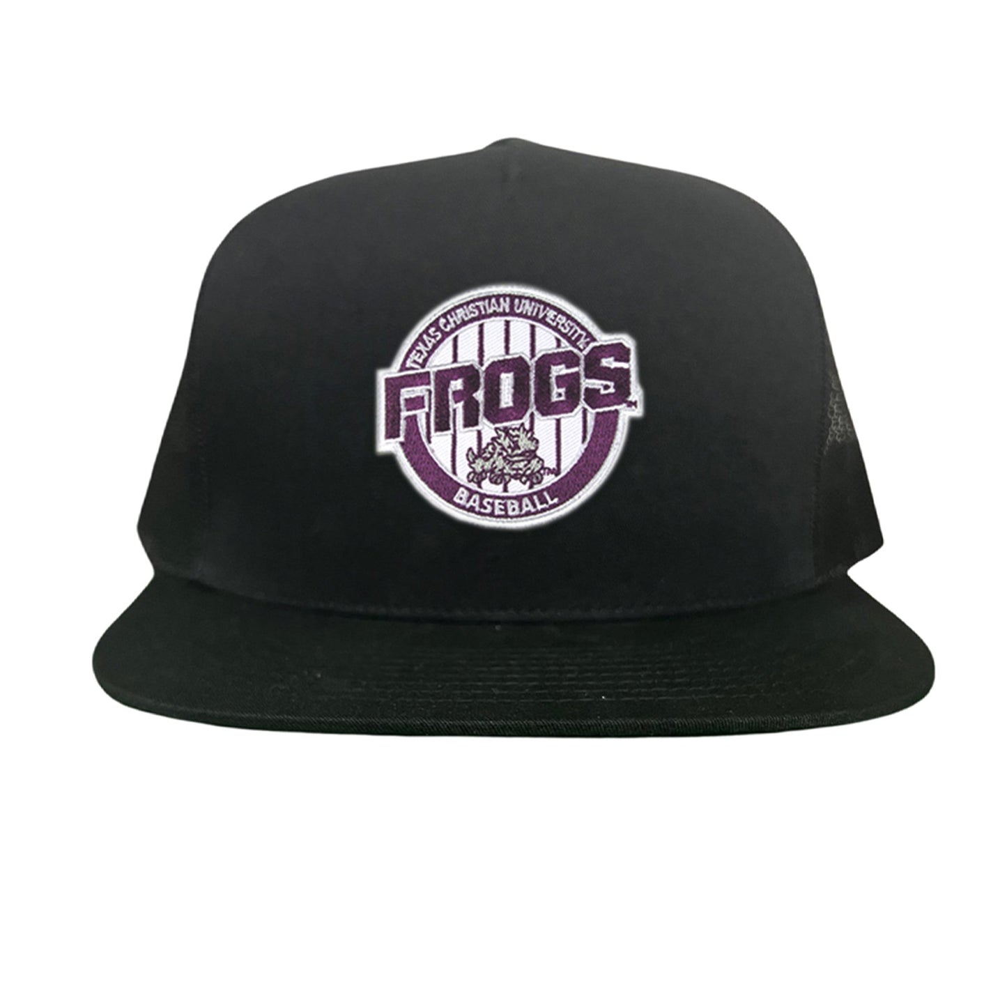 TCU / Frogs Pinstripe Circle / Hats / 216 / TCU017 / MG - Flatbill Black Mesh Snapback - Club Rehab