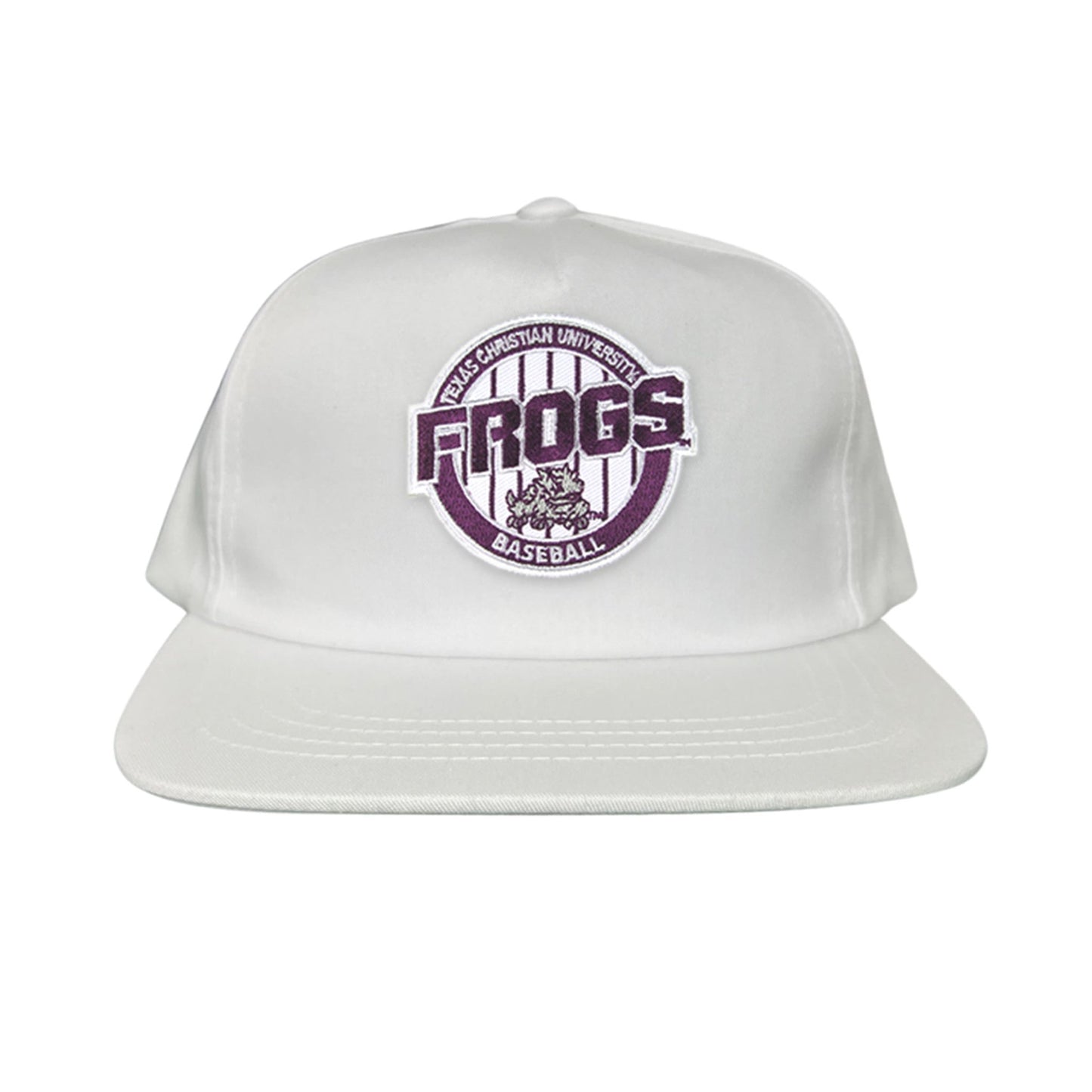 TCU / Frogs Pinstripe Circle / Hats / 216 / TCU017 / MG - White Flatbill Canvas Snapback - Club Rehab