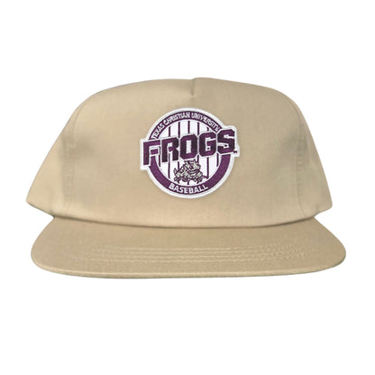 TCU / Frogs Pinstripe Circle / Hats / 216 / TCU017 / MG - Khaki Flatbill Canvas Snapback - Club Rehab