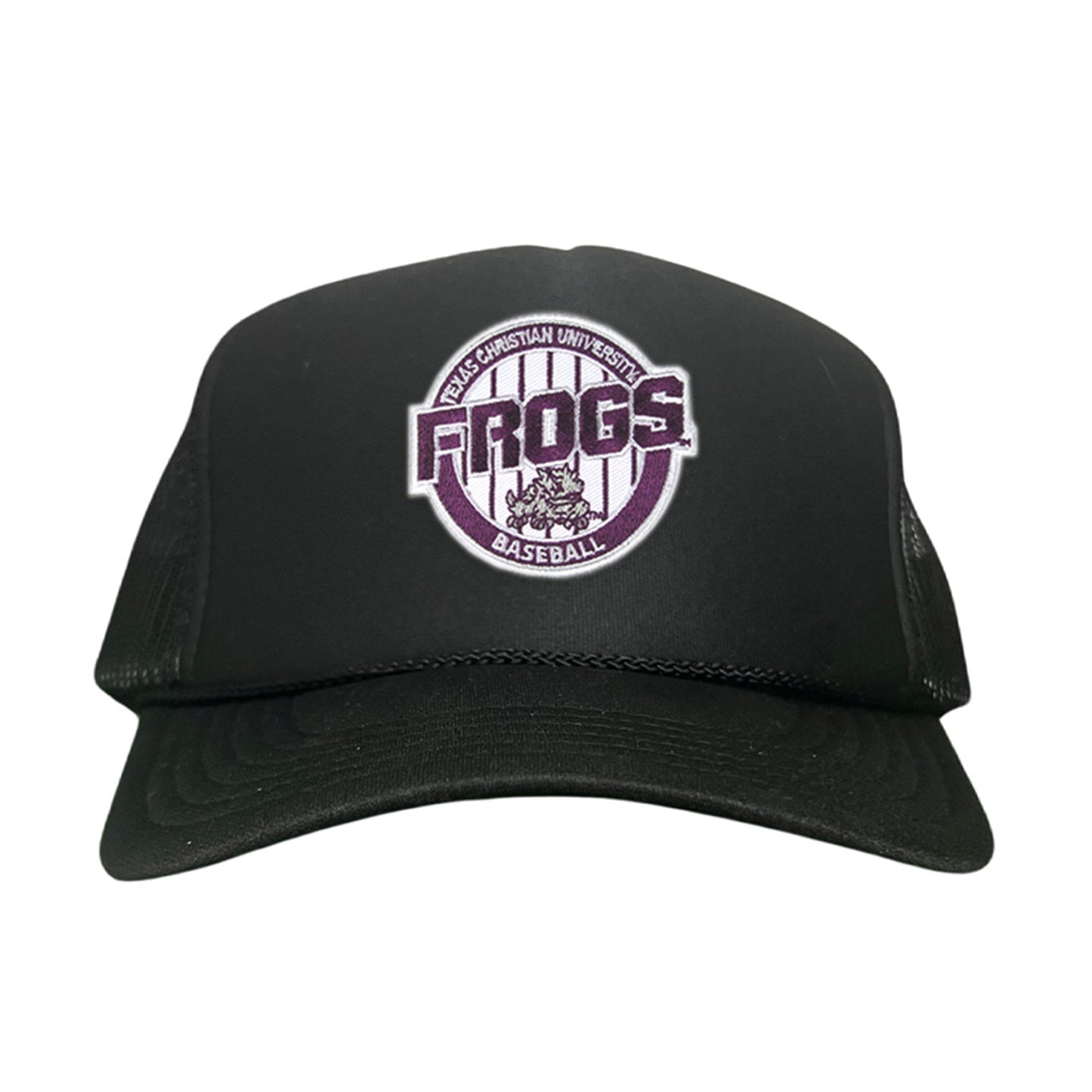 TCU / Frogs Pinstripe Circle / Hats / 216 / TCU017 / MG - Black Foam Curved Snapback - Club Rehab