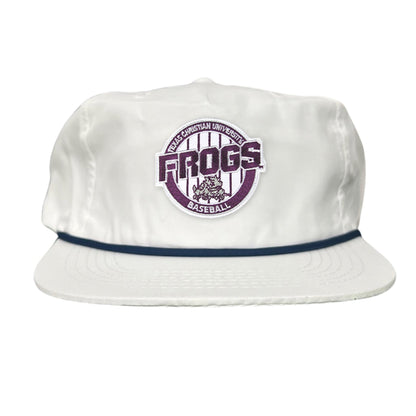 TCU / Frogs Pinstripe Circle / Hats / 216 / TCU017 / MG - Flatbill White with Navy Rope Canvas - Club Rehab