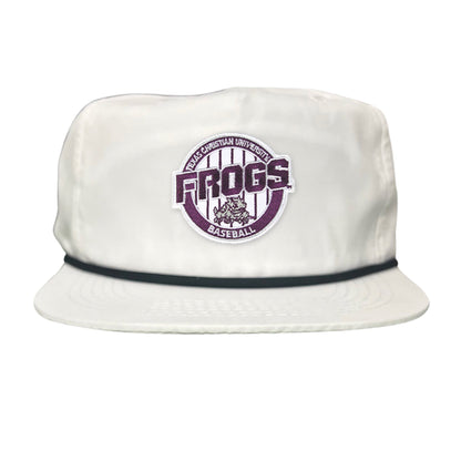 TCU / Frogs Pinstripe Circle / Hats / 216 / TCU017 / MG - Flatbill White with Black Rope Canvas - Club Rehab