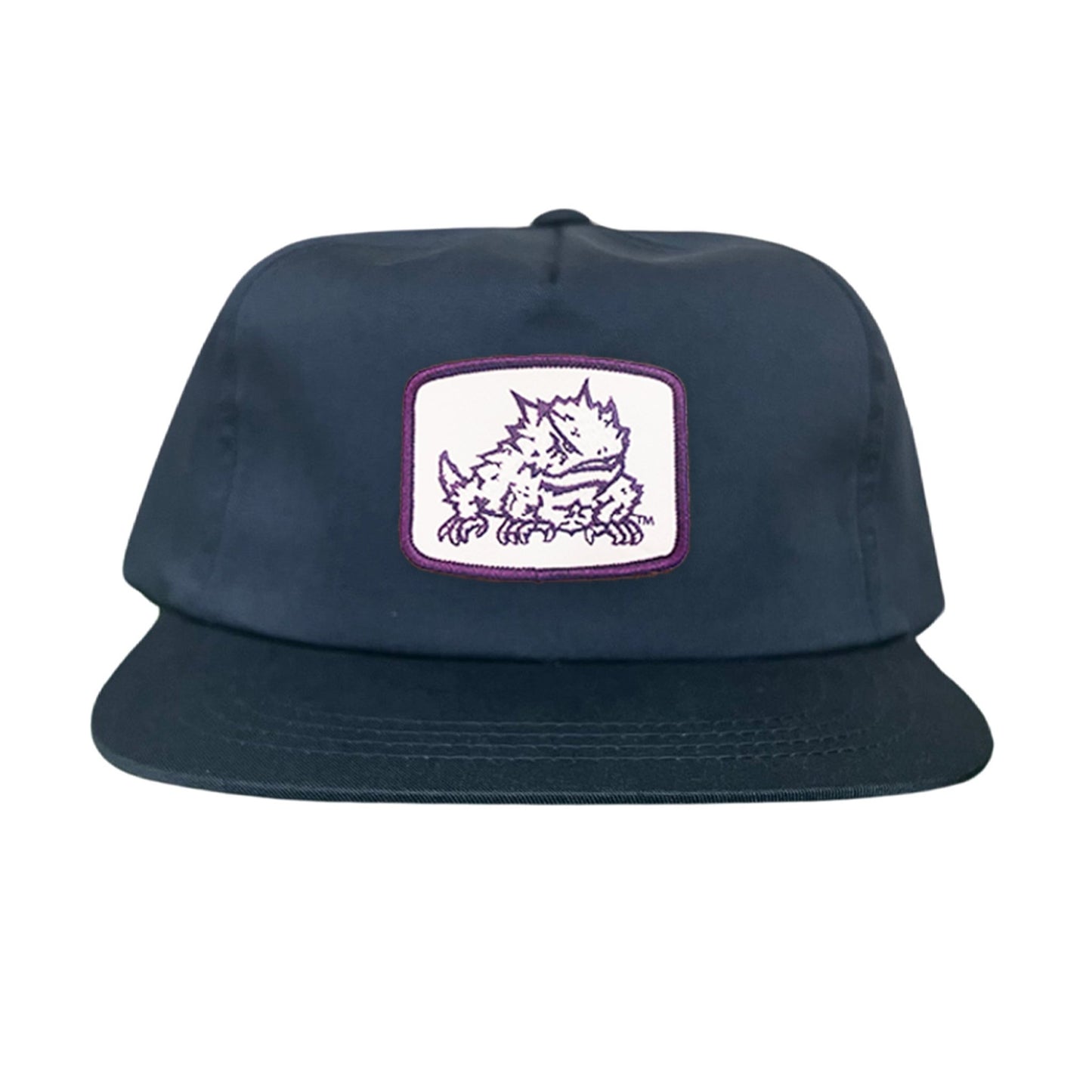TCU Horned Frog Square Patch / Curved Bill Mesh Snapback / 121 - TCU005 - Navy Flat Bill Canvas Snapback - Club Rehab