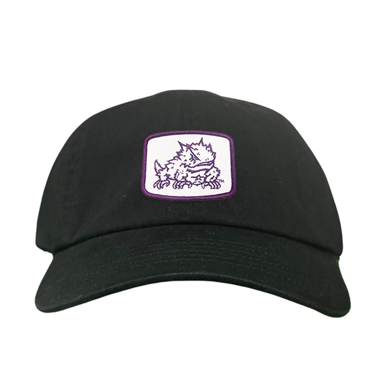 TCU Horned Frog Square Patch / Curved Bill Mesh Snapback / 121 - TCU005 - Black Dad Hat - Club Rehab