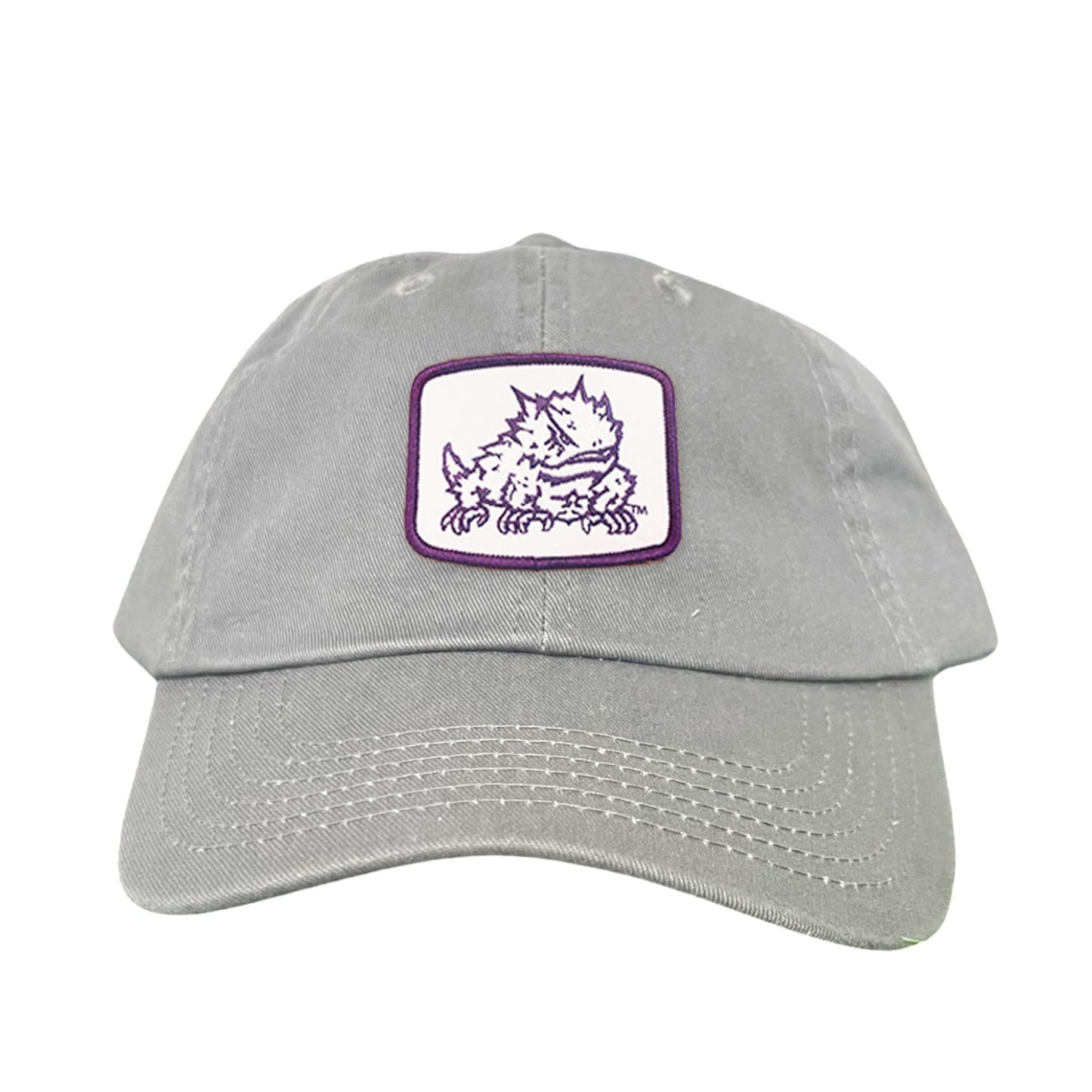 TCU Horned Frog Square Patch / Curved Bill Mesh Snapback / 121 - TCU005 - Grey Dad Hat - Club Rehab