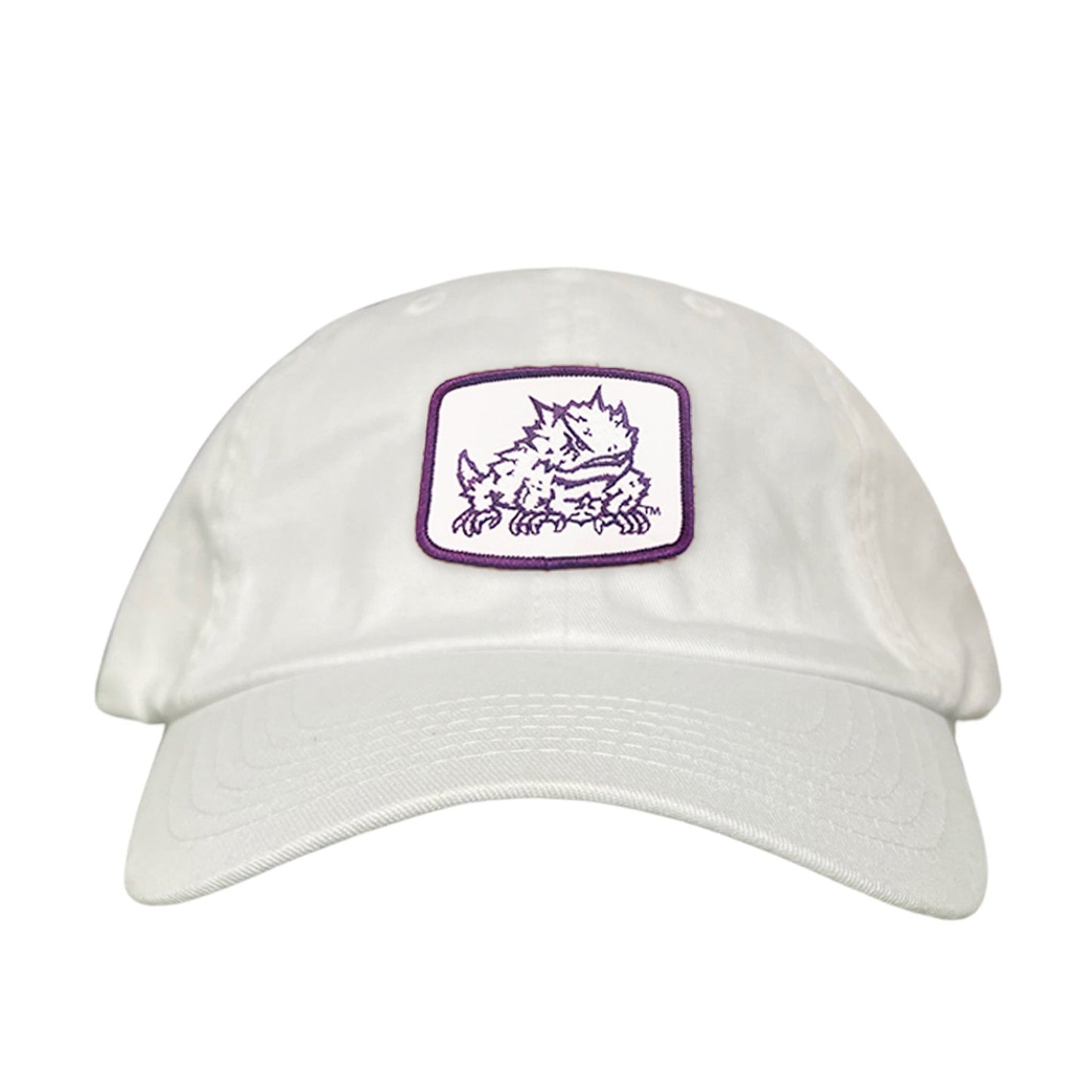 TCU Horned Frog Square Patch / Curved Bill Mesh Snapback / 121 - TCU005 - White Dad Hat - Club Rehab