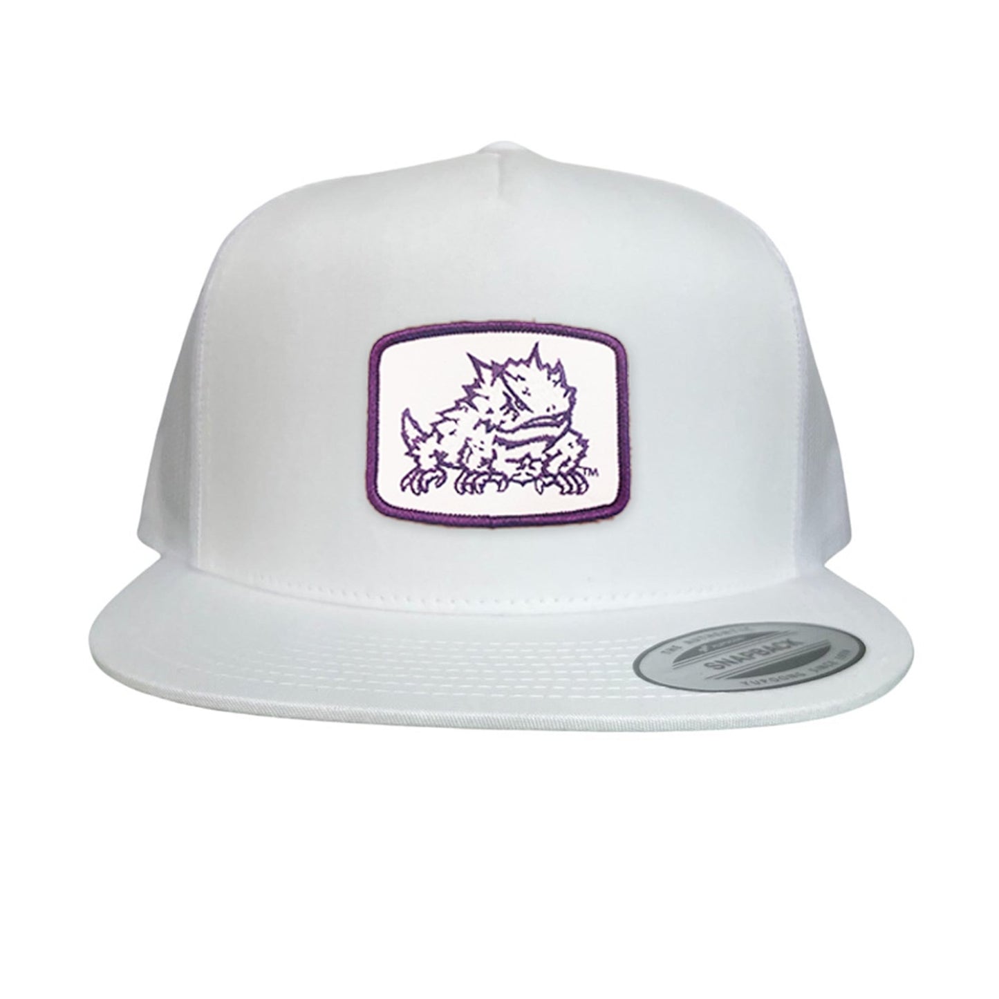 TCU Horned Frog Square Patch / Curved Bill Mesh Snapback / 121 - TCU005 - White Flat Bill Mesh Snapback - Club Rehab
