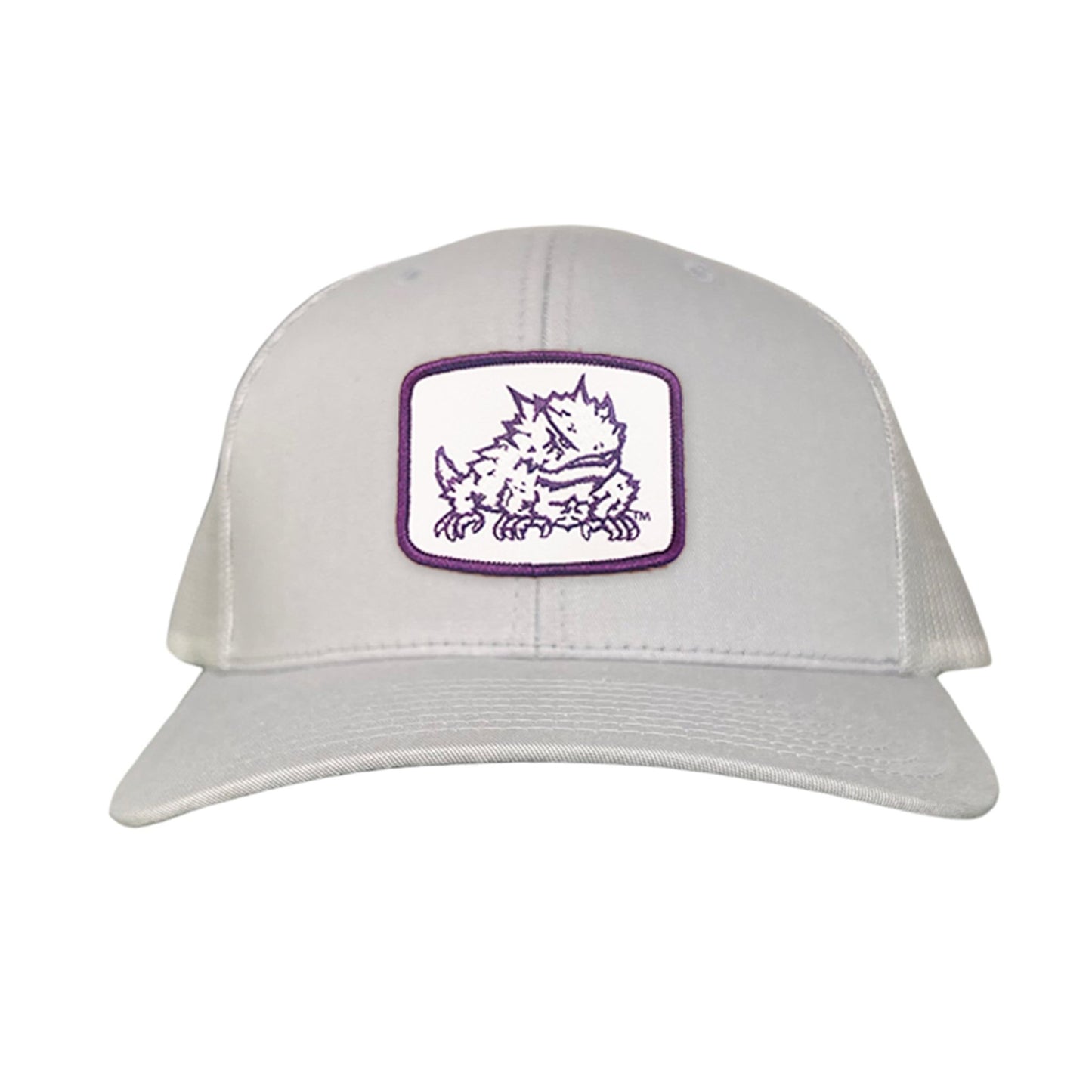 TCU Horned Frog Square Patch / Curved Bill Mesh Snapback / 121 - TCU005 - Silver Curved Mesh Snapback - Club Rehab