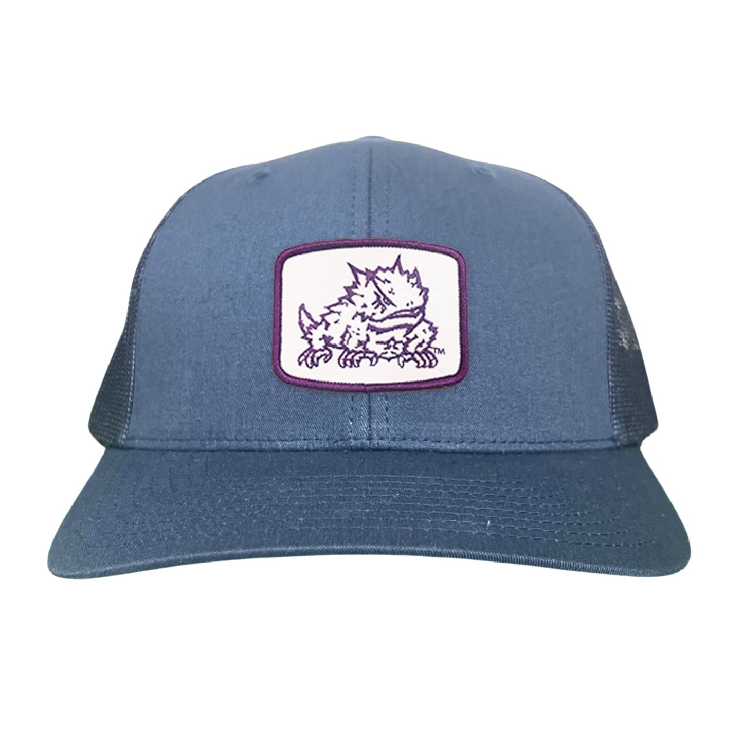 TCU Horned Frog Square Patch / Curved Bill Mesh Snapback / 121 - TCU005 - Navy Curved Mesh Snapback - Club Rehab
