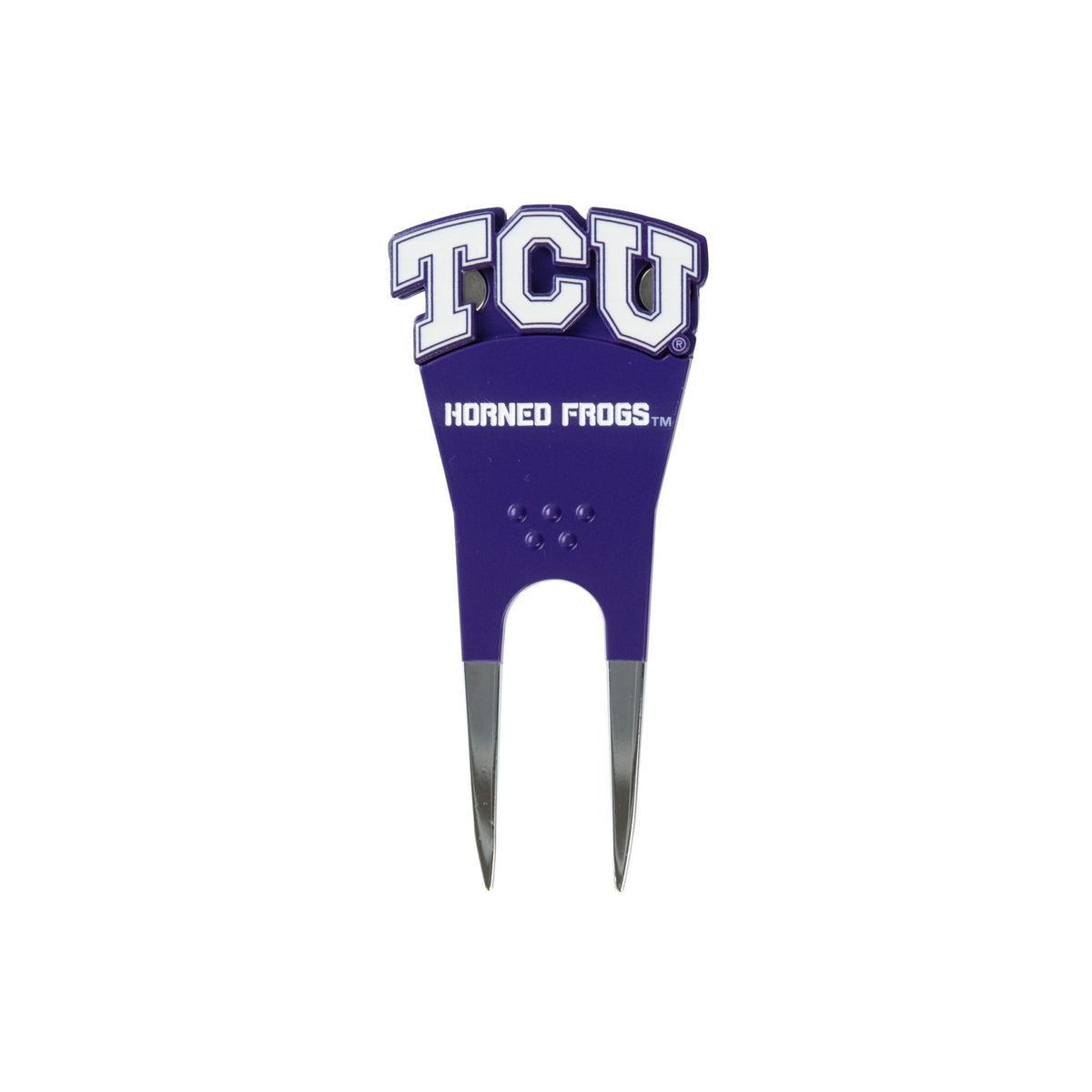 TCU Horned Frogs divot tool: front · shaped marker