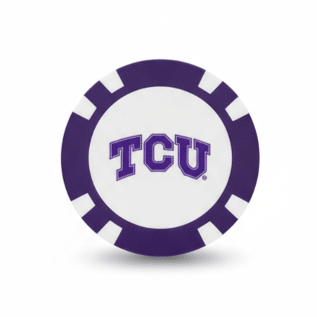 Purple and white logo with 'TCU' text on a white background