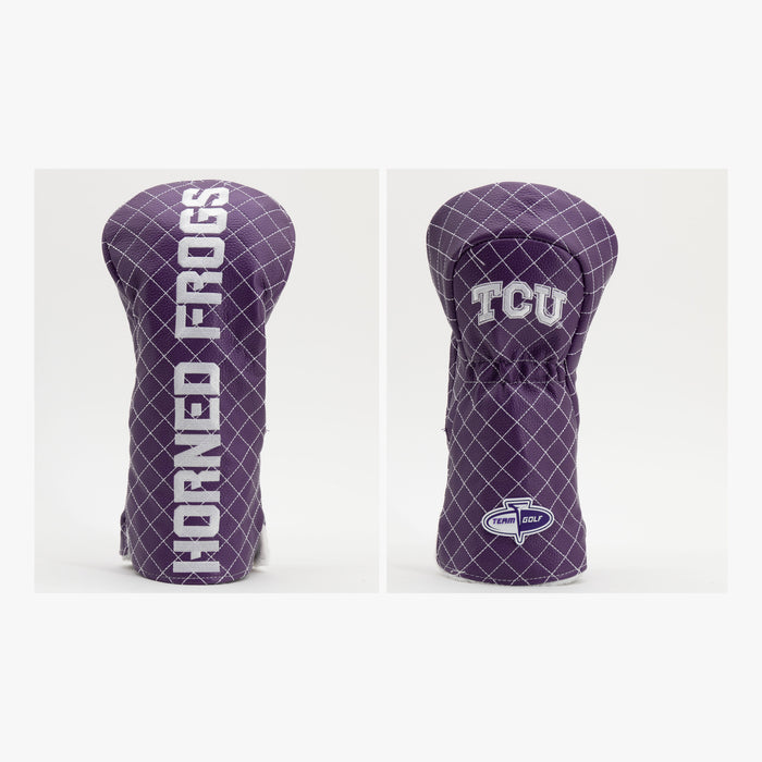 TCU Horned Frogs Solid Quilted Driver Headcover, front and back views