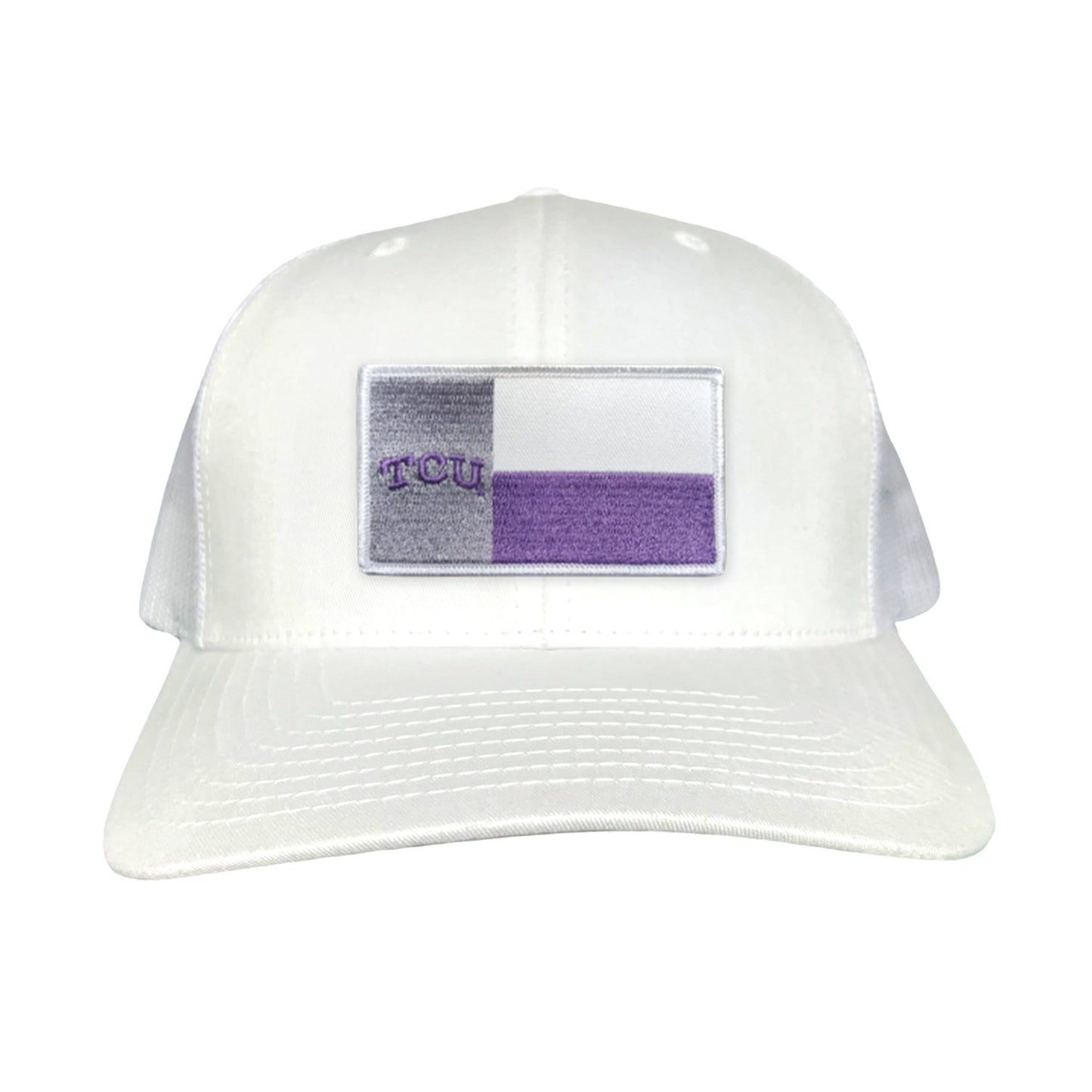 TCU Rectangle State Flag / Hats / 263 - White Curved Bill Mesh Snapback - Club Rehab