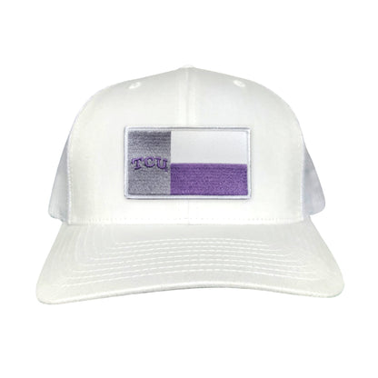 TCU Rectangle State Flag / Hats / 263 - White Curved Bill Mesh Snapback - Club Rehab