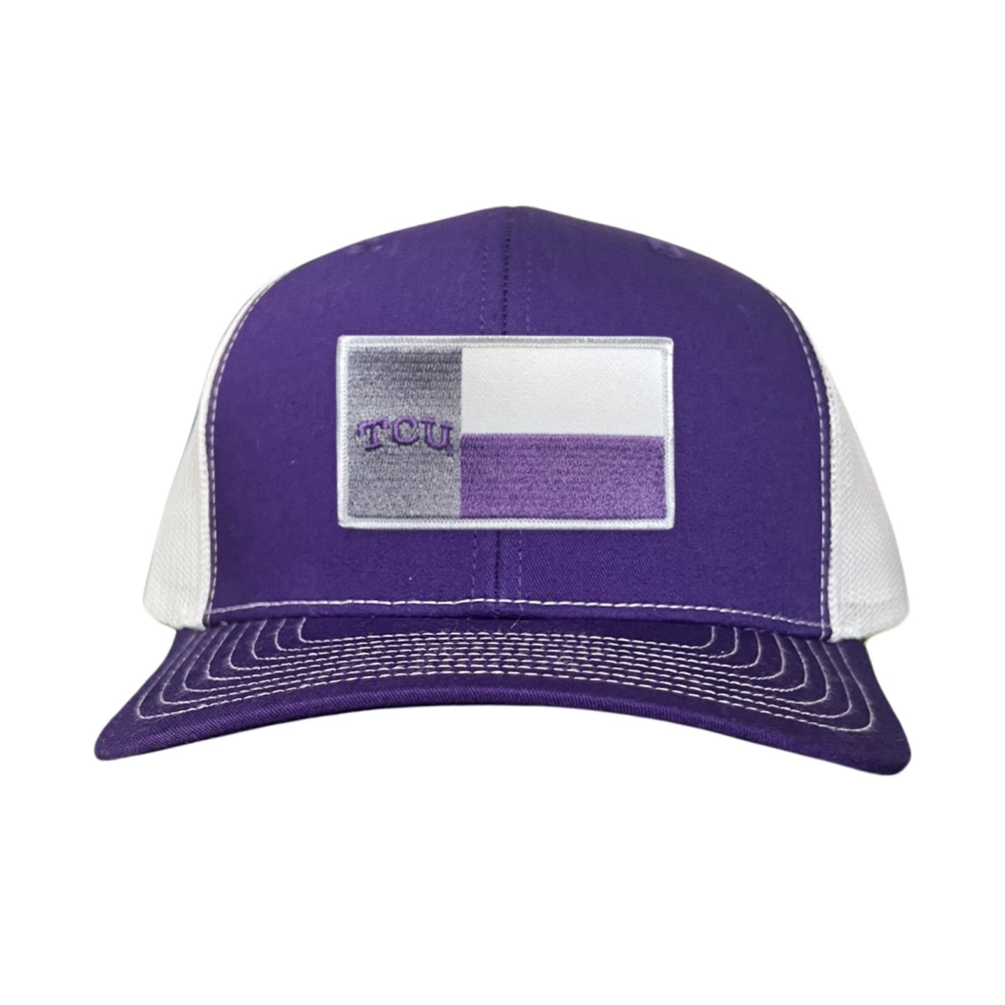 TCU Rectangle State Flag / Hats / 263 - Purple / White Curved Bill Mesh Snapback - Club Rehab