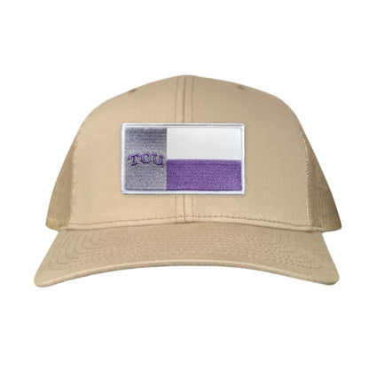 TCU Rectangle State Flag / Hats / 263 - Khaki Curved Bill Mesh Snapback - Club Rehab