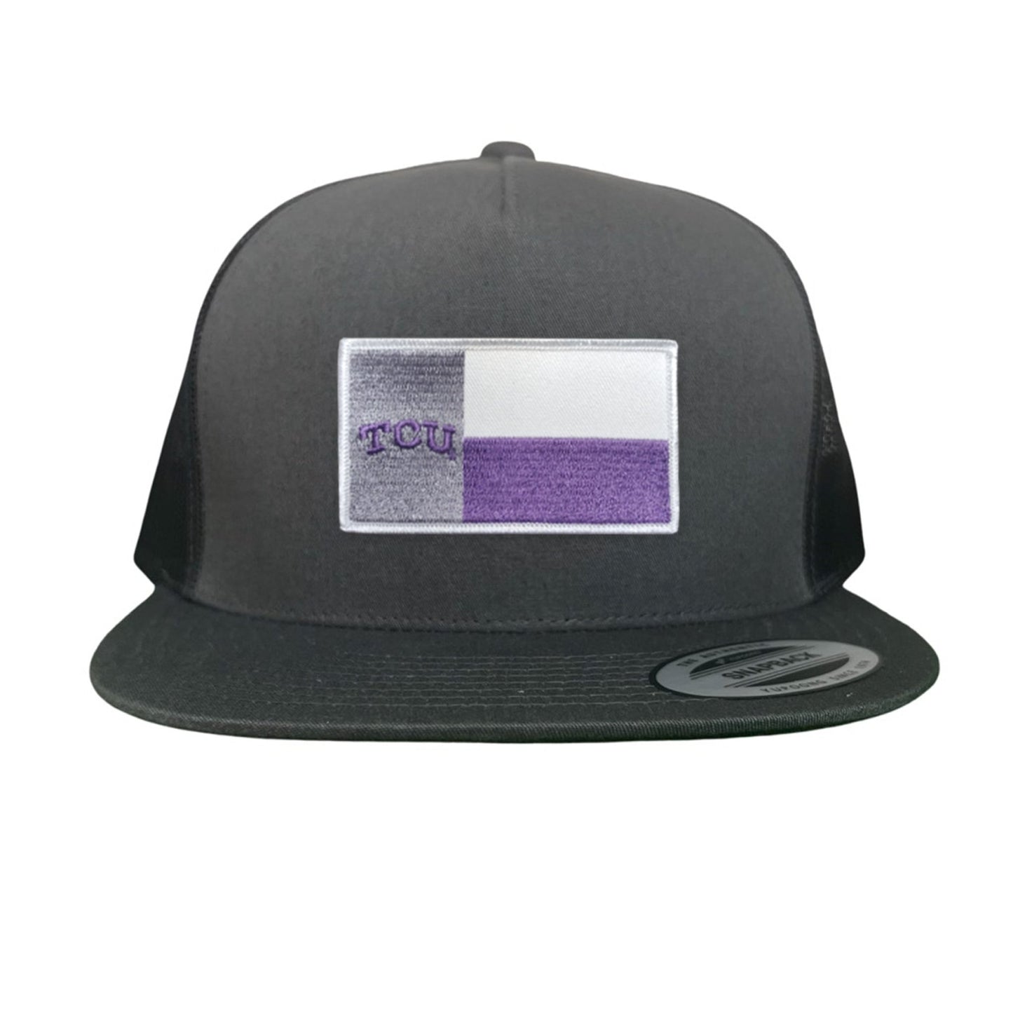 TCU Rectangle State Flag / Hats / 263 - Flatbill Charcoal Mesh Snapback - Club Rehab