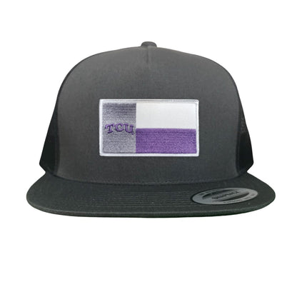 TCU Rectangle State Flag / Hats / 263 - Flatbill Charcoal Mesh Snapback - Club Rehab
