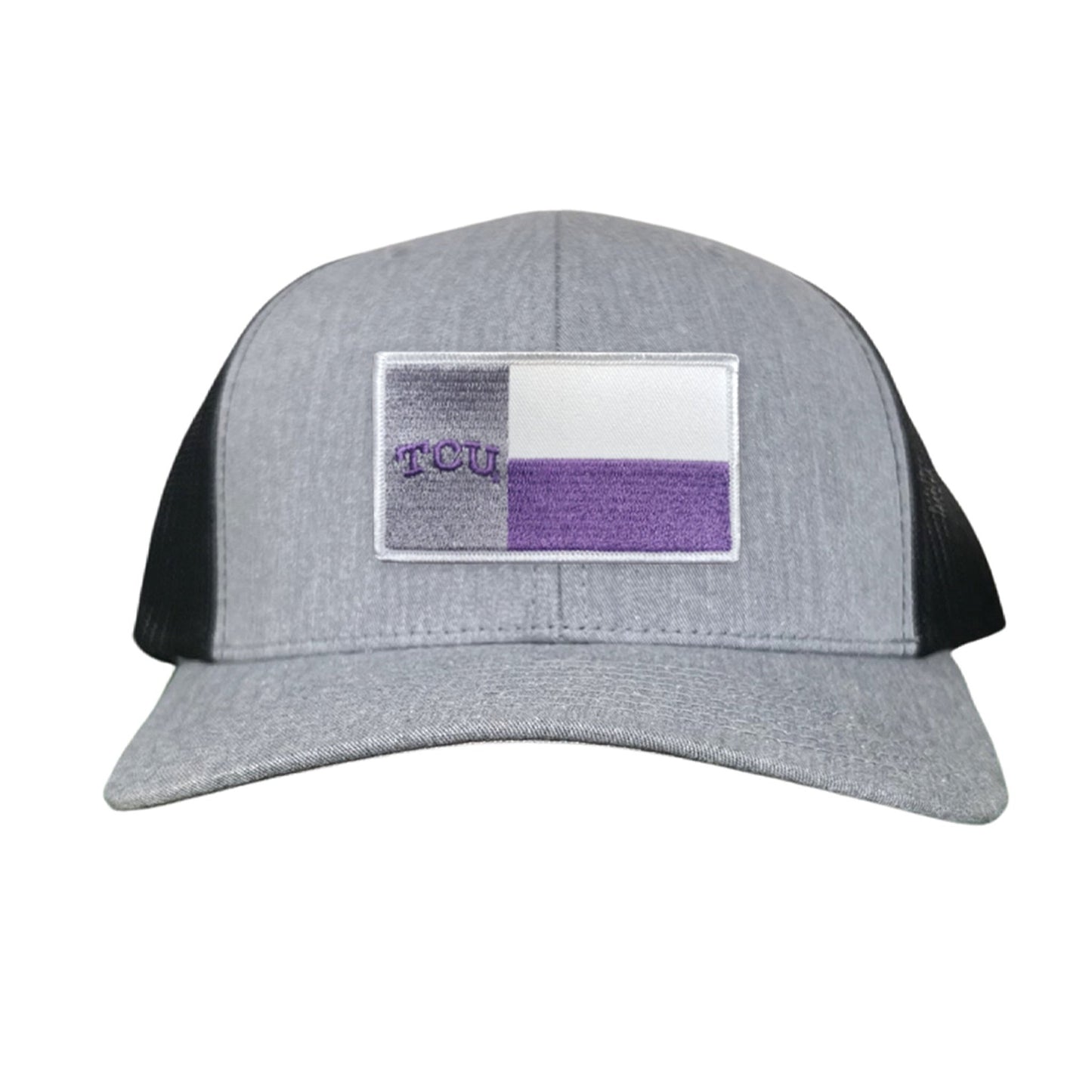 TCU Rectangle State Flag / Hats / 263 - Heather Grey / Black Curved Bill Mesh Snapback - Club Rehab